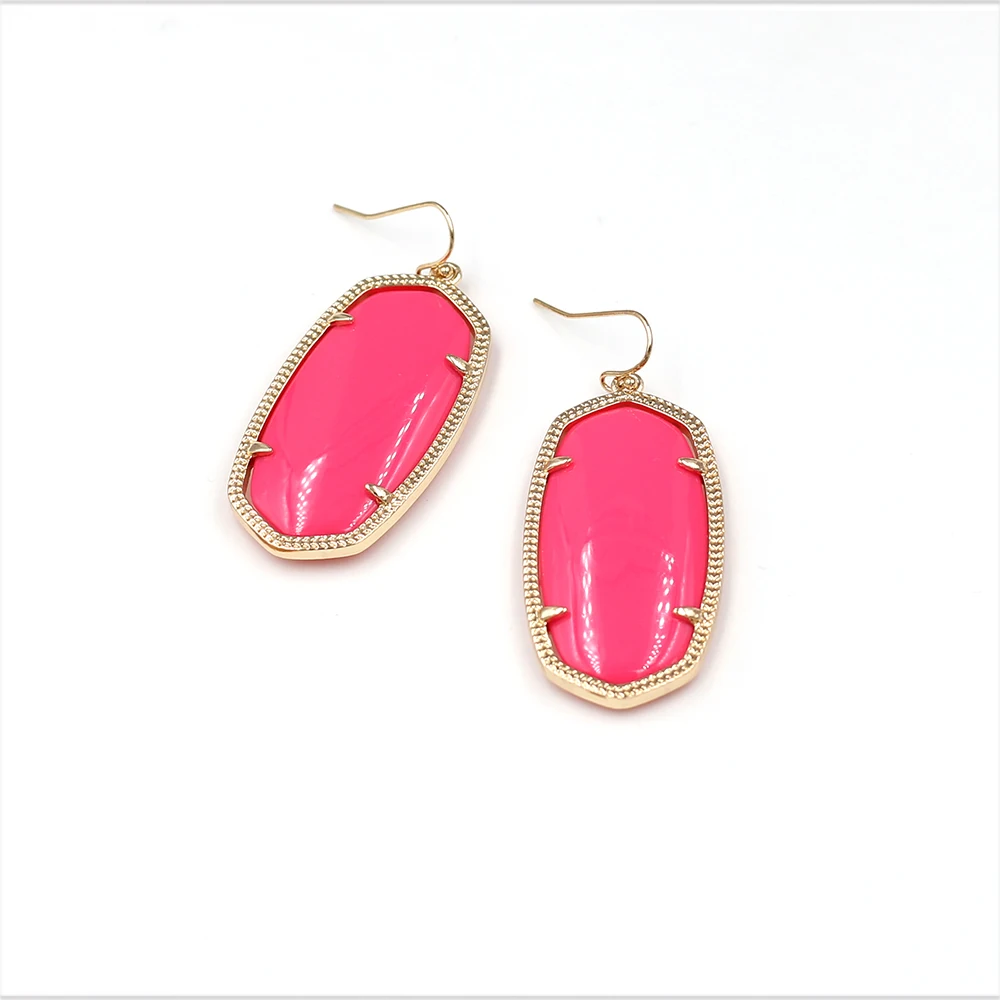 

Summer Euramerican Trendy Hyperbole Big Oval Inlay Multicolor Resin Dangle Earrings For Women Girls Fashion Jewelry Accessories