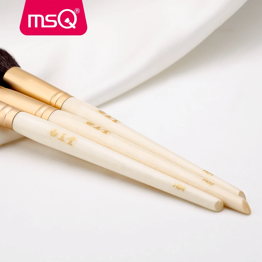 MSQ 2PCS Makeup Brushes Set Goat Hair Highlight Blusher Powder Large Make up Brush Kits Gold ferrule Natural Wood Handle