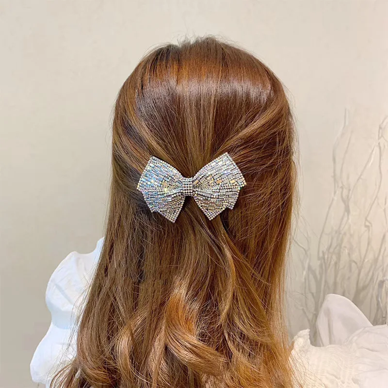 188CM Brand Oversized Pearl Ribbon Hair Clip Barrette Handmade Crystal Beaded Artistic Velvet Hair Accessories Clips Hairpins