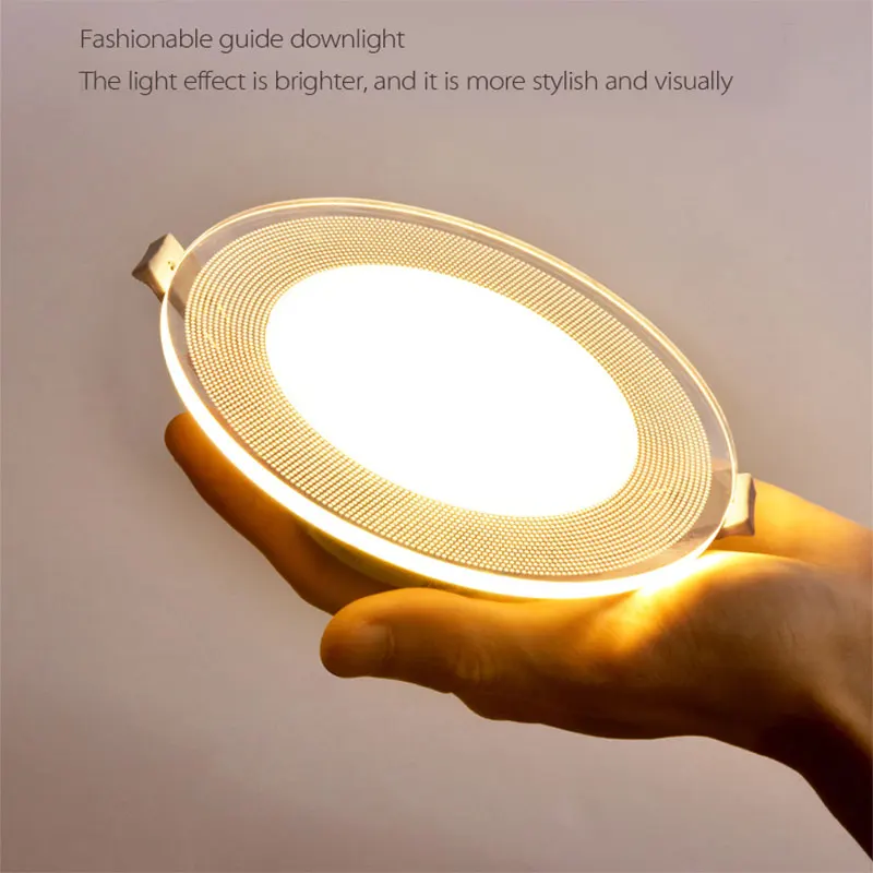 Light Guide LED Downlight 3W 5W 7W 9W Ceiling Recessed Lamps Round Shape Acrylic Panel Indoor High Brightness