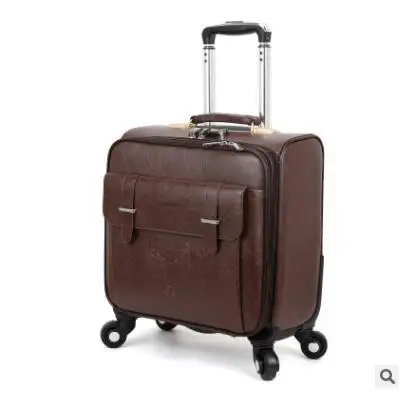 18 Inch Men Spinner suitcase PU business carry on Luggage trolley Suitcase Travel Rolling baggage On Wheels Wheeled Suitcase