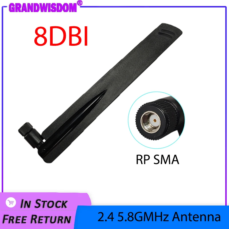 

Двухдиапазонная Антенна GRANDWISDOM 2,4g 5,8g 8dbi sma, розетка, wlan, Wi-Fi, модуль iot, роутер, Антенна tp link с высоким коэффициентом усиления