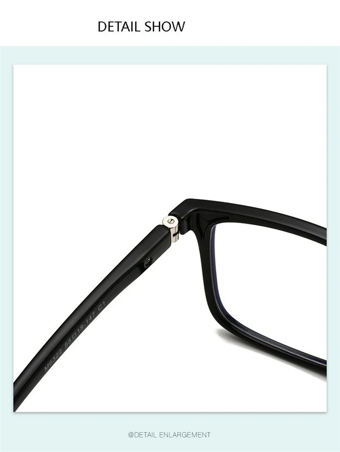 Große quadratische Brille für Kurzsichtige, Damen und Herren, modisch, Anti-Blaulicht, TR90, Korrektionsbrille 0 -0,5 -0,75 -1,0 bis -6,0 – Detail 2
