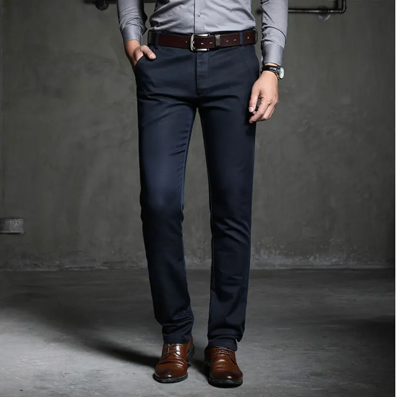 Spring Men Suit Pants Large Size Fashion Office Meeting Business Casual Stretch Slim Comfortable Breathable Black Blue Trousers