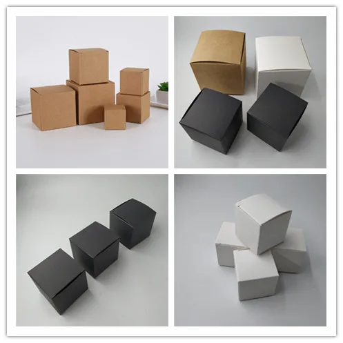 10 Size Brown Black White Kraft Paper Gift Packing Box Aquare Blank Cookie Candy Craft Storage Carton Packaging Boxes 100pcs/lot