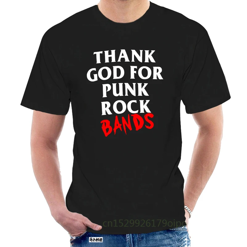 Thank God For Punk Rock Bands T Shirt Mens Black Cool Casual Sleeves Cotton T Shirt Fashion Selling Top Tee @061112