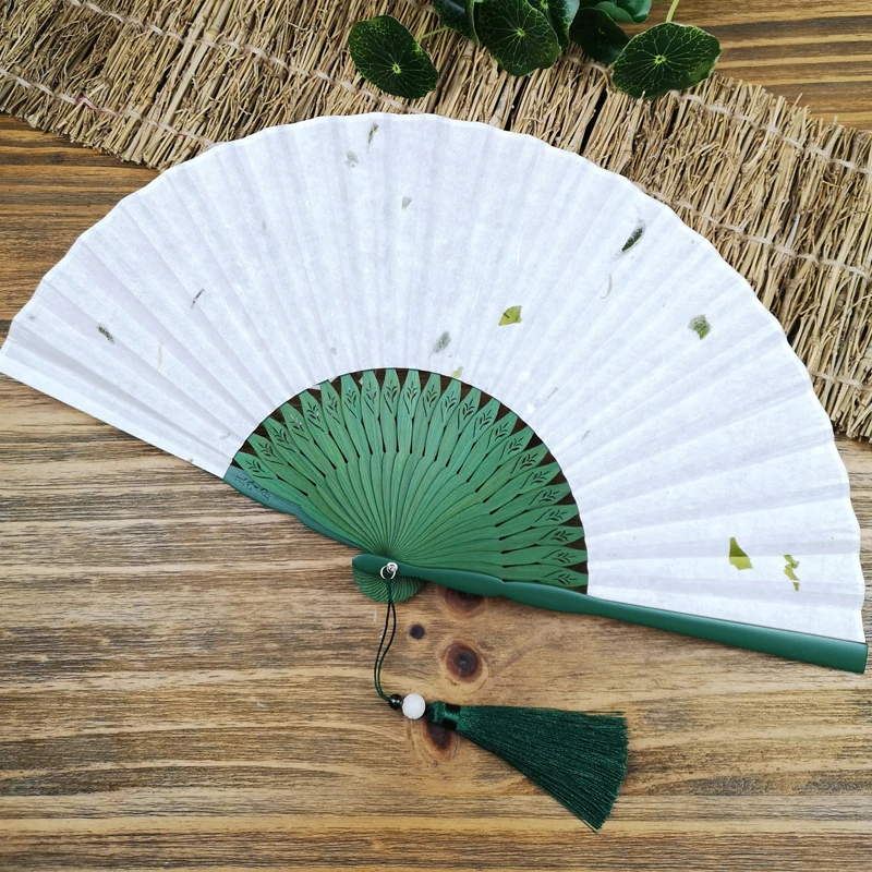 Folding Fan Tea Paper Fan Chinese Ancient Style Ventilator Bamboo Ventilatore Abanicos Para Boda Summer Portable Chinese Gift