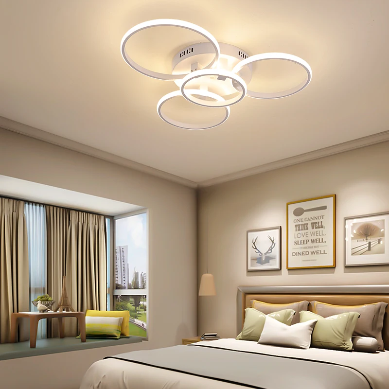 Hot led Chandelier lights Dimmable+APP rings designer for living room bedroom ceiling Modern chandelier fixtures lampara techo