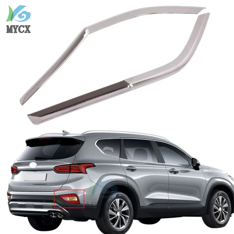 Car Styling For Hyundai Santa Fe ix45 2019-2020 ABS Chrome Rear Fog Light Lamp Cover Trims Auto Protector 4Pcs