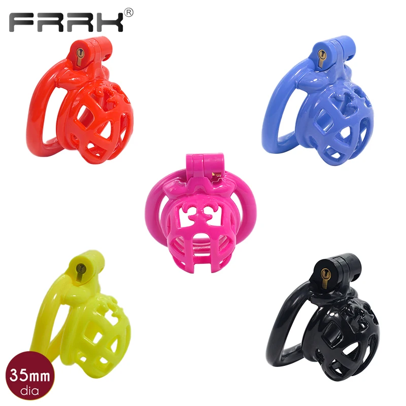 FRRK 35mm Big Chastity Cage for Male Bondage Belt Device Lightweight Shiny Smooth Plastic Penis Rings BDSM Sex Toys