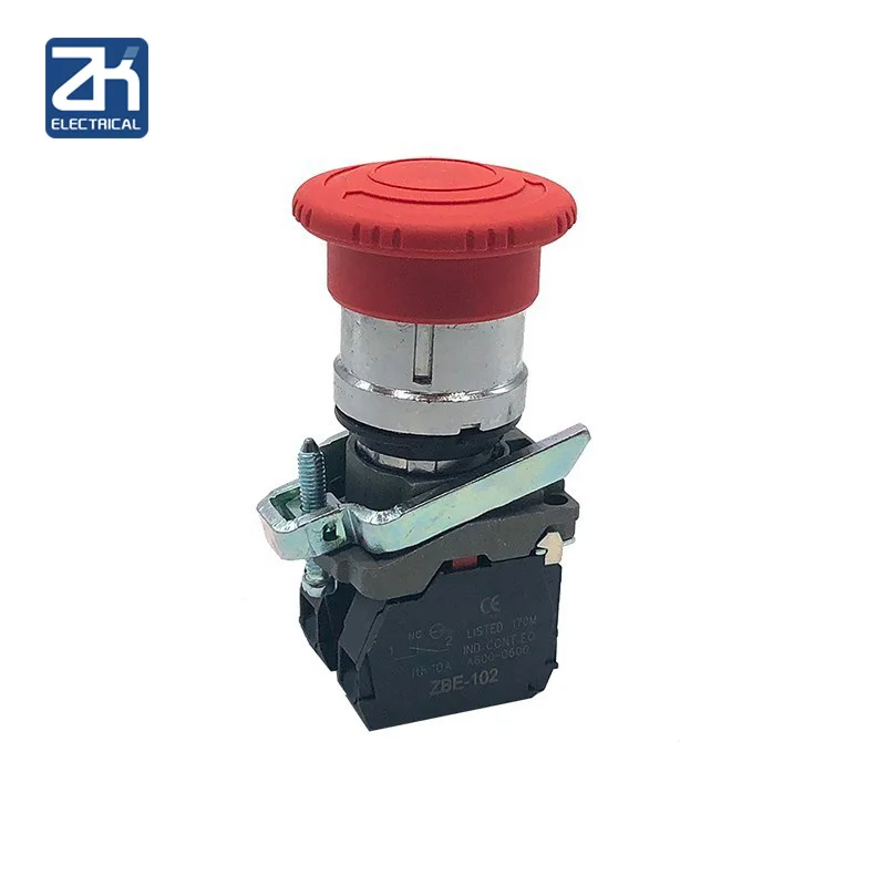 1pc Di Arresto di Emergenza del Fungo Push Button Switch Misura Xb4-bs542 Ritorno a Molla 1n/c