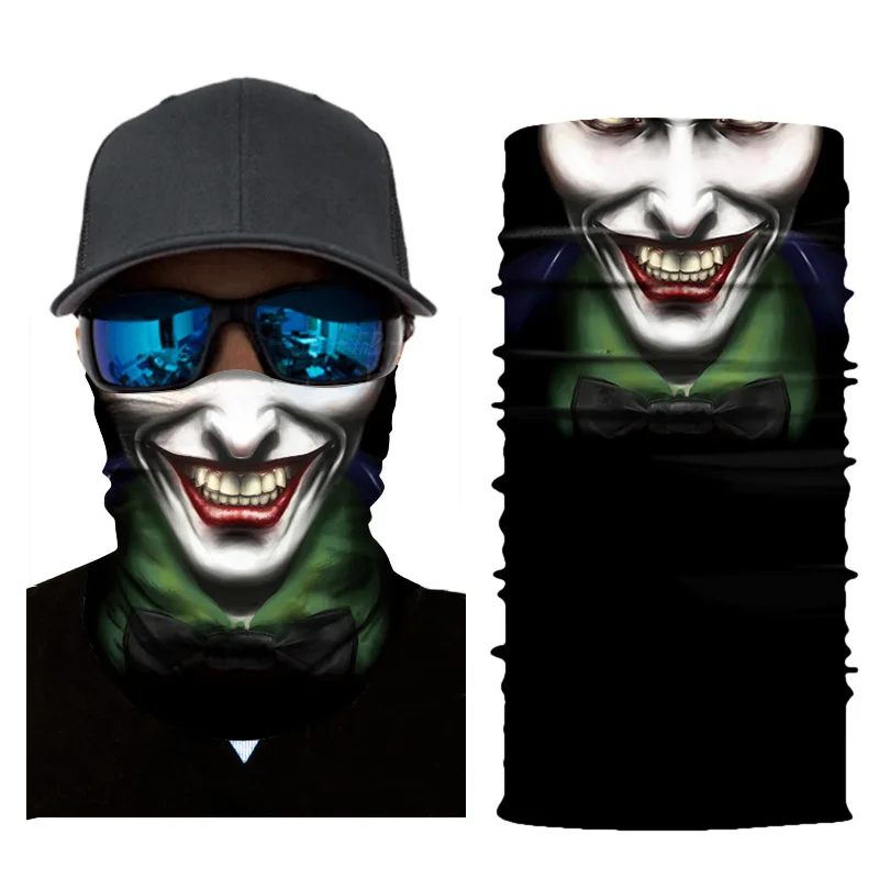 Multifunction Cycling Scarf Bandanas Funny Grimace Skull Seamless Magic Face Mask Neck Warmer Shield Fishing Headband Men Women