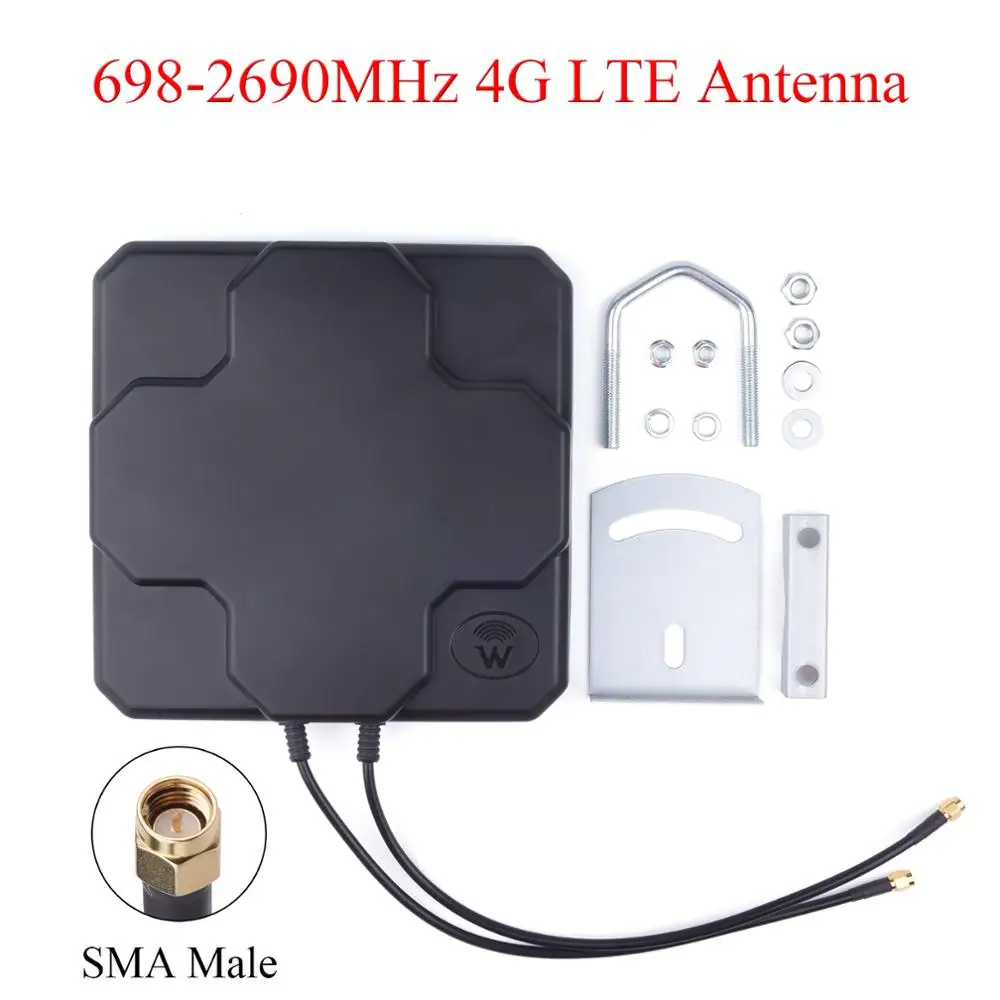 18dBi Outdoor 4G LTE Antenna High Gain 698-2690MHz External Antenne Dual SMA Male For Wireless Router Signal Repeater Amplifier