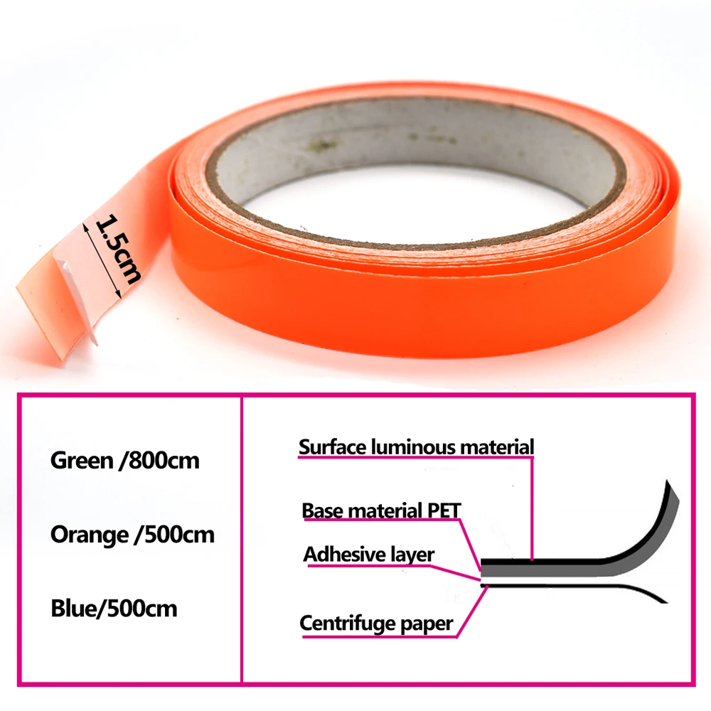 MNFT 5M Fly Fishing Luminous Material PET Glow Tape Self-adhesive Sticker For Fishing Lure Materail Metal Hard Baits