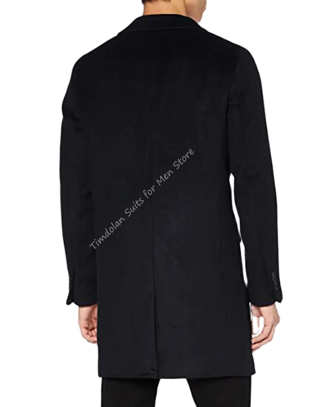 1Pcs Notch Lapel Black Long Jacket Men’s Suits Winter 50% Woolen Blazer Tailor-made Party Wear Clothing Only One Coat