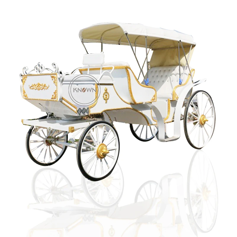 Luxury Horse Cart Four Wheels Sightseeing Electric Royal Horse Carriage For Sale Can Customized Color And Logo