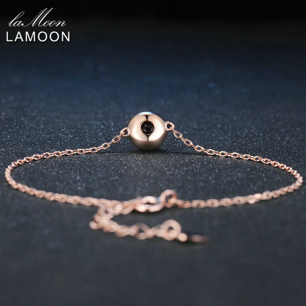 LAMOON Classic Simple 6mm 1.1ct 100% Natural Red Garnet 925 Sterling Silver Jewelry S925 Charm Bracelet LMHI021