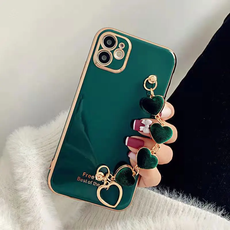 Luxury Heart Bracelet Chain Soft Case For Huawei Nova 8i 7i 8 9 5T 3i 3 4 P50 P20 P30 P40 Lite Pro Wristband phone Cover Fundas