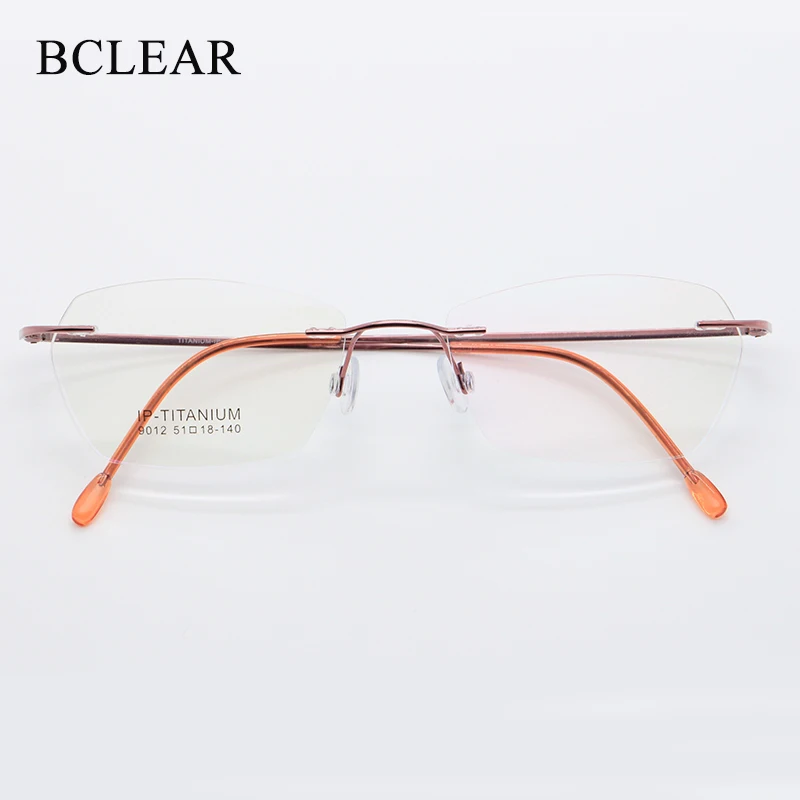 BCLEAR Beautiful Women Pure Titanium Rimless Ladies Frames Ultralight Frameless Fashion Optical Frame Eyewear High Quality 9012