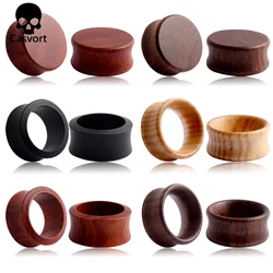 Casvort 2PCS Piercing Wood Ear Plugs Tunnels Body Jewelry Ear Gagues Fashion Women Men Expanders Earring Gift