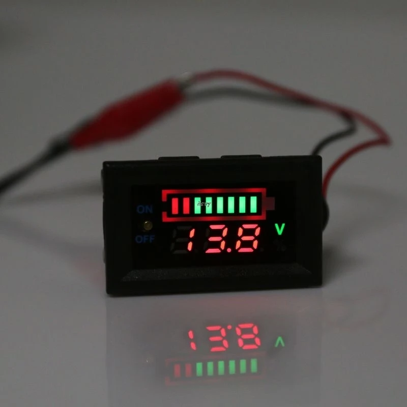 12V Car Lead Acid Battery Charge Level Indicator Battery Tester Lithium Battery Capacity Meter LED Tester Voltmeter Dual Display