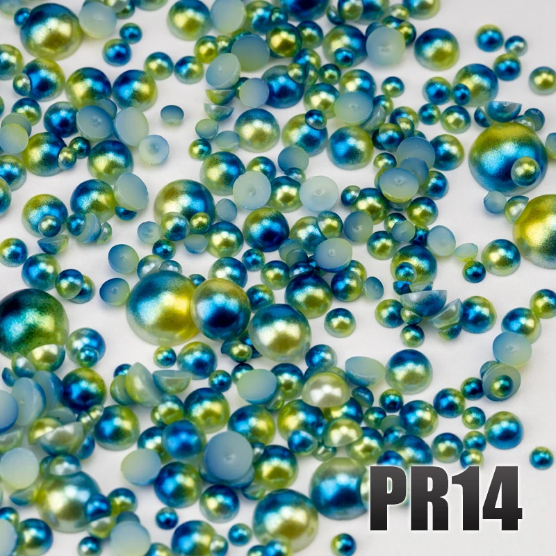 VDD Mix Size 3-10mm Mermaid Color Half Round Pearls ABS Imitation Flatback Beads For DIY Jewelry Craft Nail Art Accessories