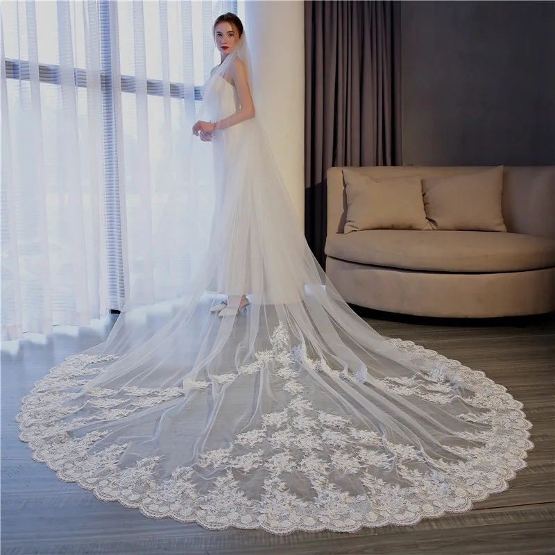 2021 BEPEITHY Cathedral Bridal Veil 3 Meters Ivory Wedding Veil with Comb Blusher Bride Headpiece Wedding Accessories