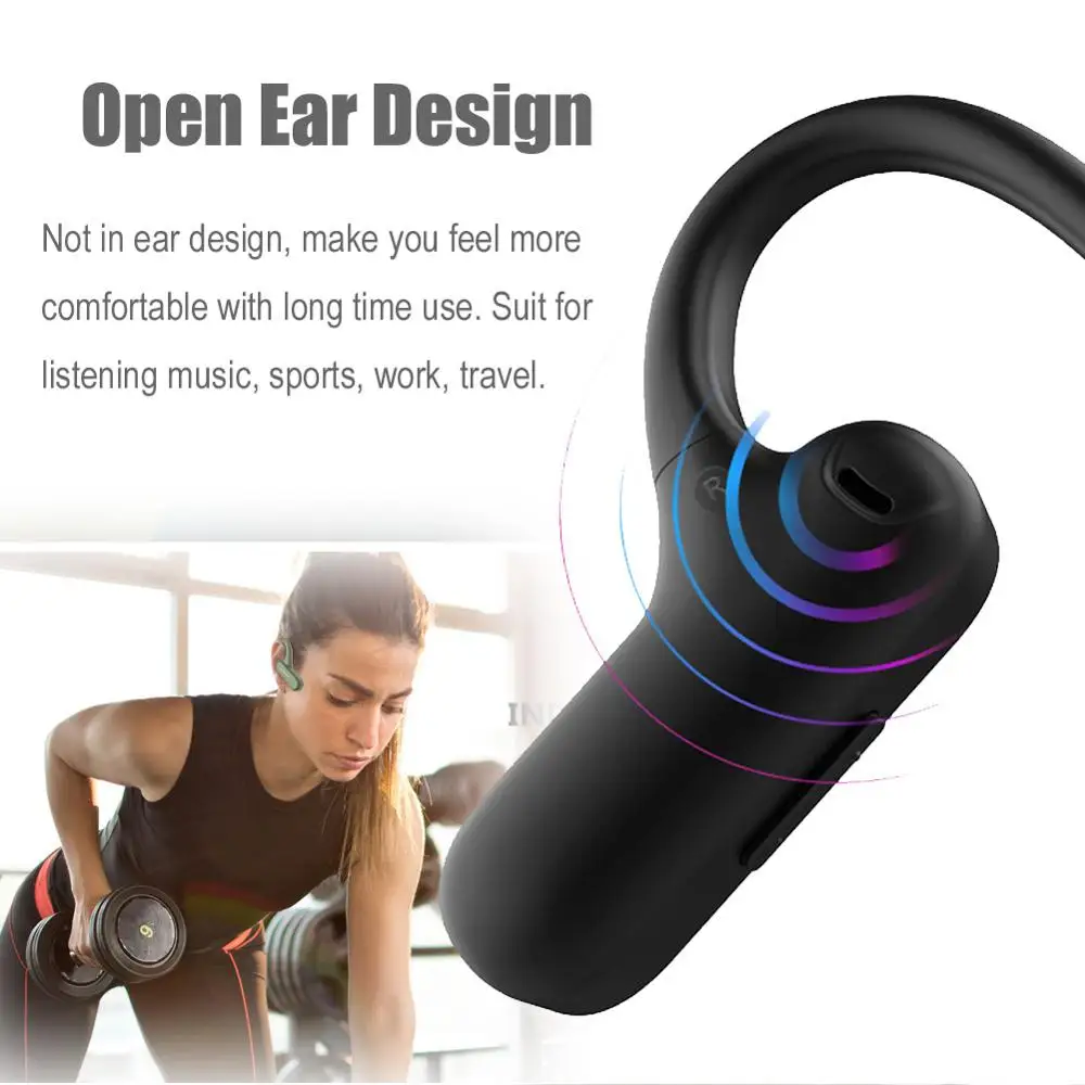 Stereo Headphone Open Ear Neckband Sport Earphone Ear Hook Bluetooth-compatible Waterproof Earbud For Samsung Huawei