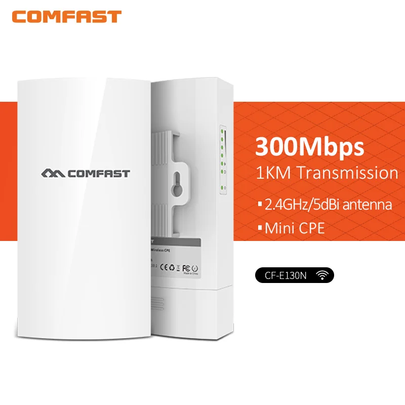 

COMFAST CF-E130NV2 1KM 300Mbps 2.4Ghz Outdoor Mini Wireless AP Bridge WIFI CPE Access Point 9dBi WI-FI Antenna Nanostation CPE