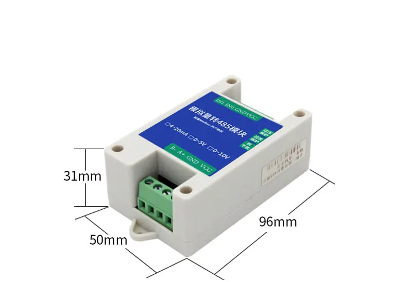 Analog quantity acquisition module 4-20mA 5V 10V to RS485 Modbus transmitter AD conversion analog output RS485 signal converter