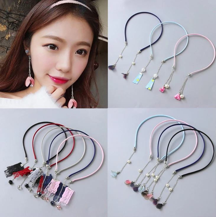 Tassel Earring Hair Hoop Novelty Women Girl Hairbands Sweet Hair Bezel Streamer Pandent Headband Fashion Hair Accessories