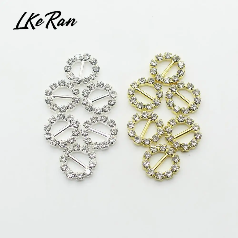 LKERAN Inner 6mm Mini 10Pcs Round Rhinestone Buckles Crystal Decor Wedding fit ribbon and Shoe Belt Clothin Buckles Fitting image 2