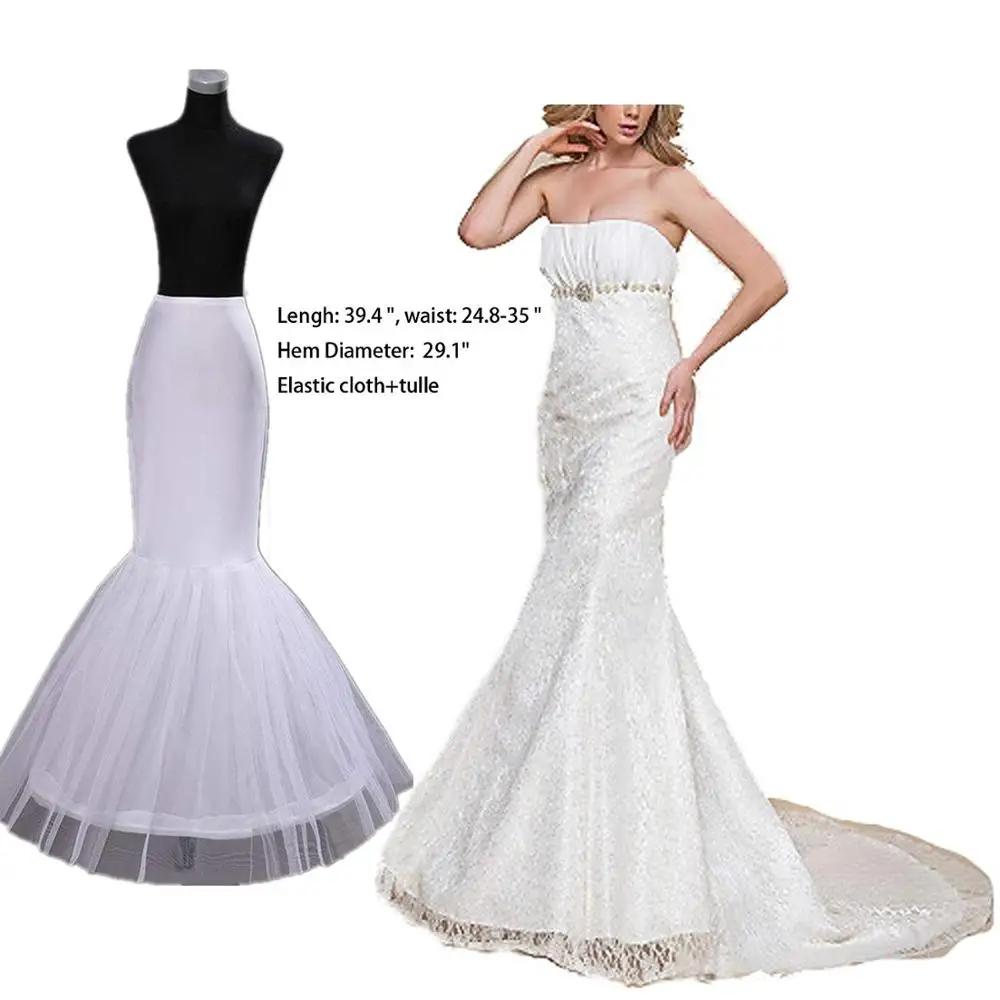 Eine Hoop Nylon Meerjungfrau Trompete Unterrock Kleid Halb Slip Stretchy Braut Party Hochzeit Petticoat