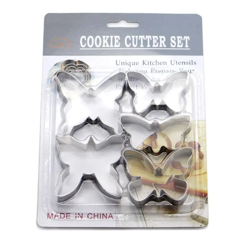 5 Pcs Easter Butterfly Cookie Cutter Different Shapes Stainless Steel Biscuit Cutters Baking Kitchenware