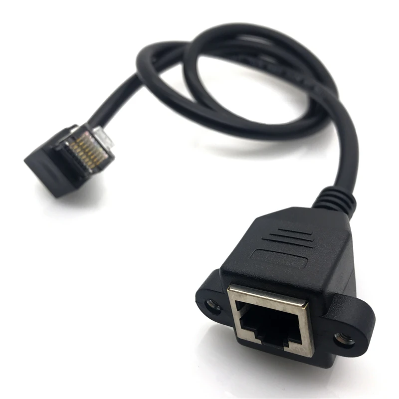 Down 90 Angled RJ45 Cat5e 8P8C FTP STP UTP Cat5 Male to Female Panel Mount LAN Ethernet Network Cable RJ45 30cm 60cm 1m 1.5m 1ft