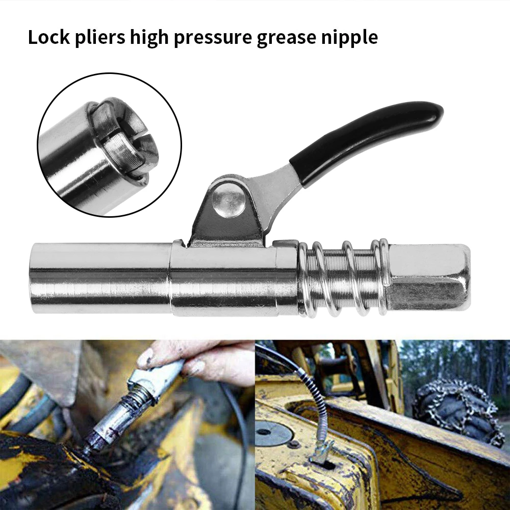 Grease Coupler Heavy-Duty Quick Release Grease Gun Coupler NPTI/8 10000PSI Two Press Easy to Push Accessories