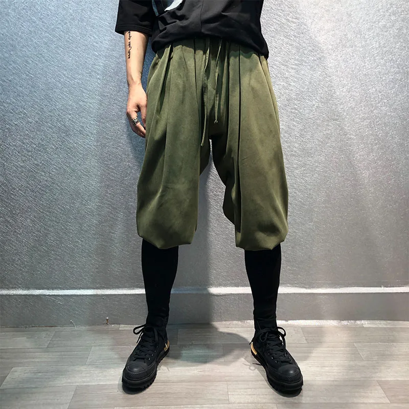 Pantalones harén de baile elásticos para hombre, pantalón original de color sólido, bombacho de hip-hop, moda de tendencia nacional