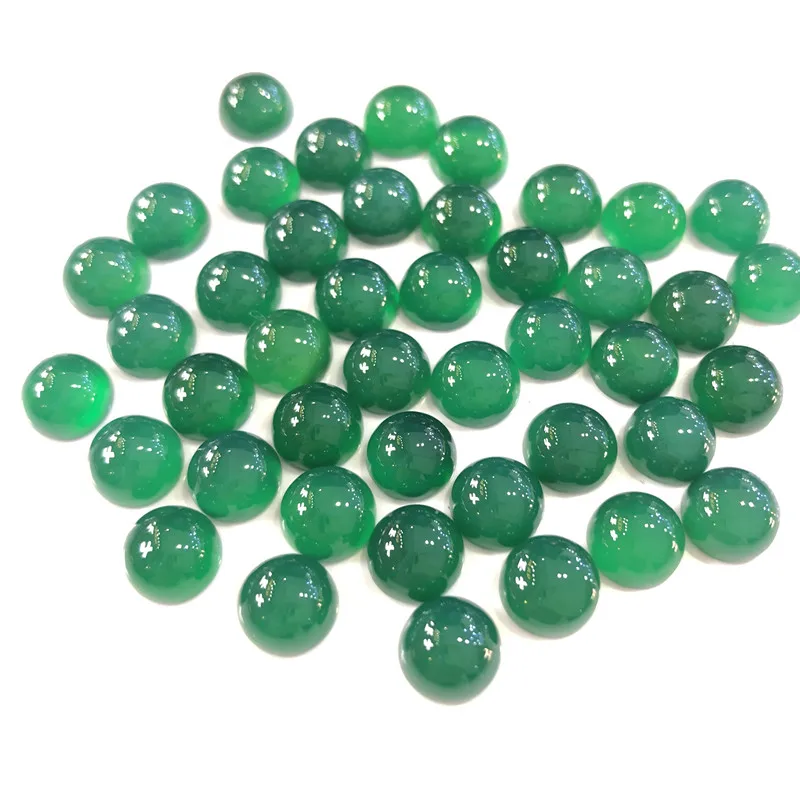 6/8/10/12mm Genuine Green Chalcedony Cabochon Agate Round Shape Gemstone Beads For Jewelry Making Inlay Ring Gemstone