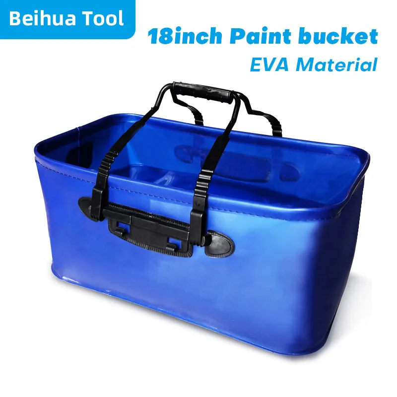 18inch Paint Bucket Paint Roller Tray EVA Bath Paint Moisturizing Paint Tray Foldable Pail Fishing Bucket Handbag 50x28x23cm