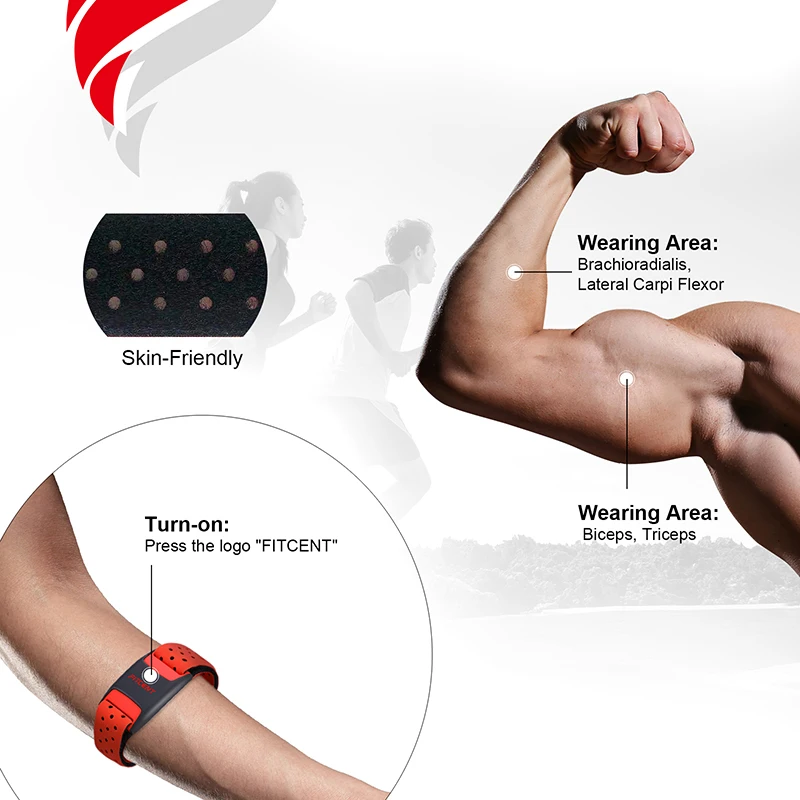 FITCENT Herzfrequenzmesser-Armband, Bluetooth ANT+ optischer Herzfrequenzsensor-Handgelenk, wiederaufladbarer Fitness-Tracker für Peloton Str