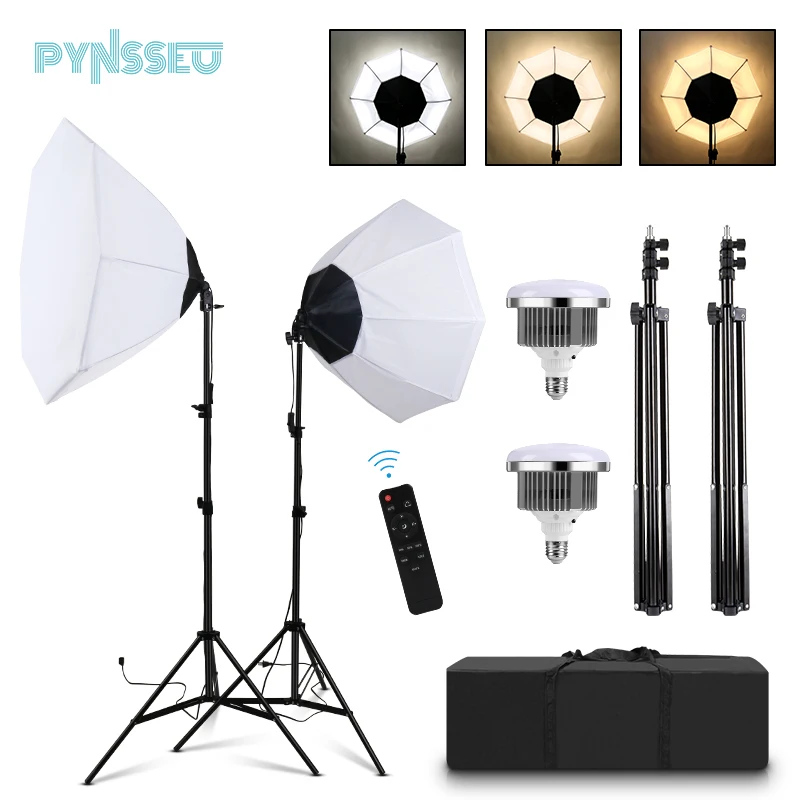 

PYNSSEU 150W Photography Lighting Kit Dimmable Selfie Lighting Professional Photo Lighting Octagon Box for Live Studio YouTube