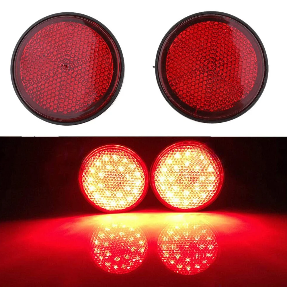 Spot 2pcs 2.16inch High Visibility Round Reflective Warning Reflector Weatherproof Fits for Car Motorcycle Bicycles Car Style