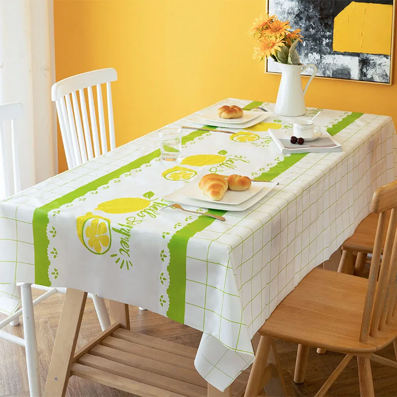 

Waterproof Antifouling Oil Proof Tablecloth Refreshing Lemon PEVA Table Cloth Household Dining Table Decorative Cover Cloth