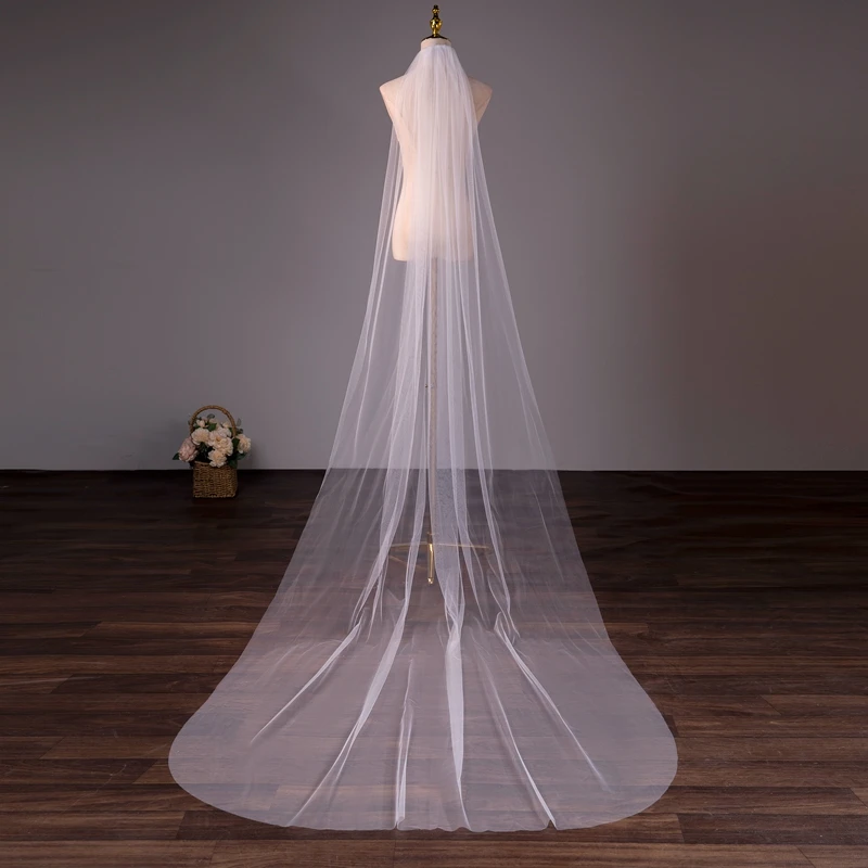 Veli da sposa Dropshipping per sposa bianco avorio 3 metri di lunghezza 1 strato con pettine in metallo Voile hiporcellage cattedrale velo