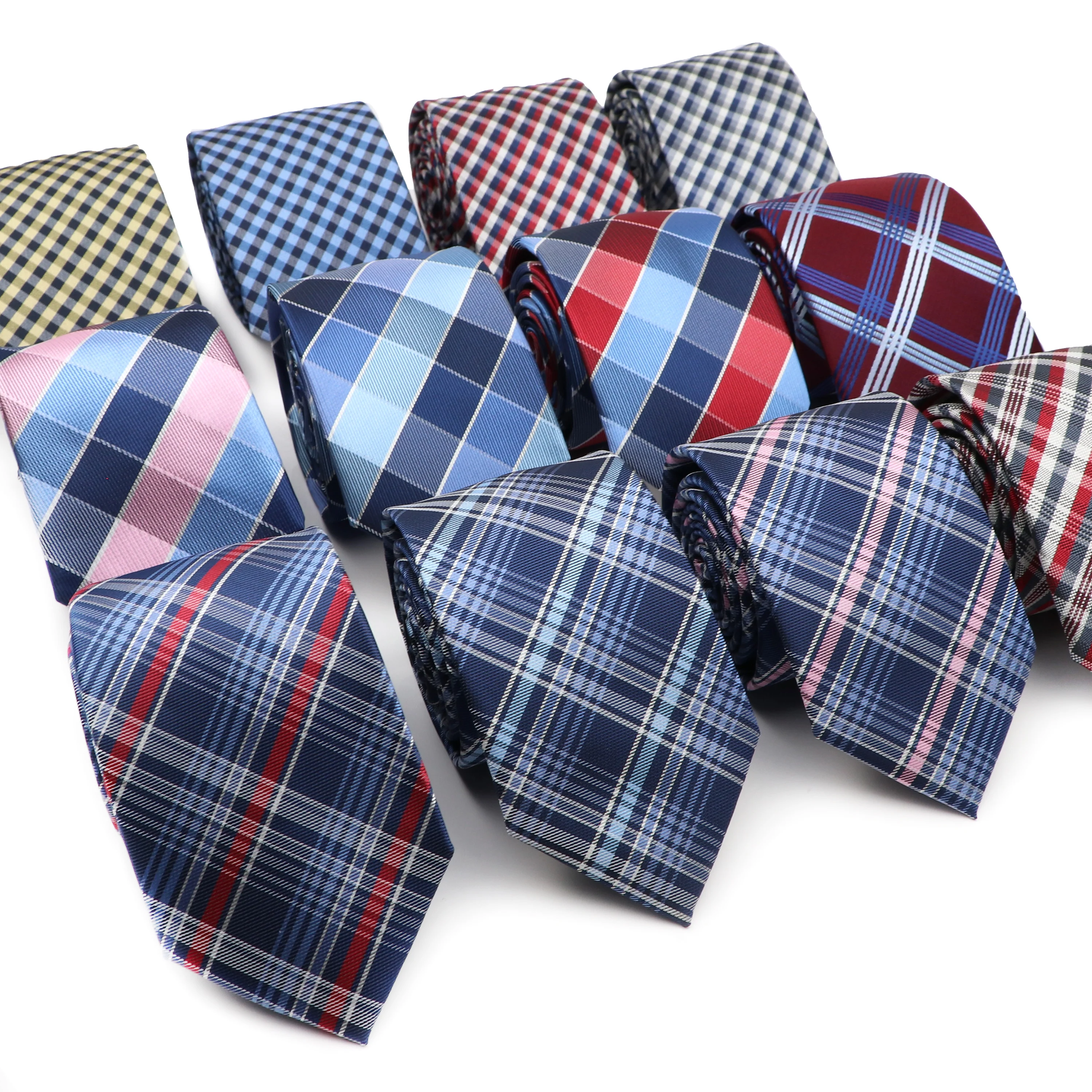 New Fashion Men's Tie Plaid Blue Red Luxury Design Neckties  Accessories Daily Wear Cravat Wedding Party Original Gifts For Man