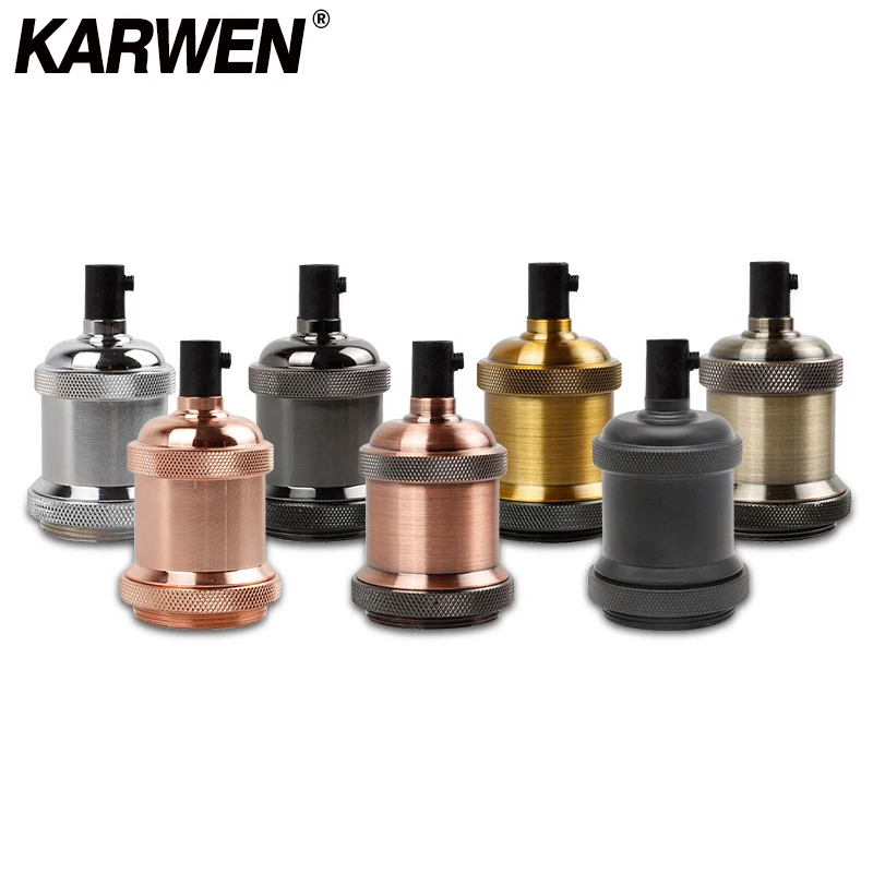 KARWEN E27 Lamp Holder Vintage Edison bulb Base E26 Screw Bulb base 110V 220V Aluminum Light Socket Industrial Retro Pendant Fittings Lampholders Fixture