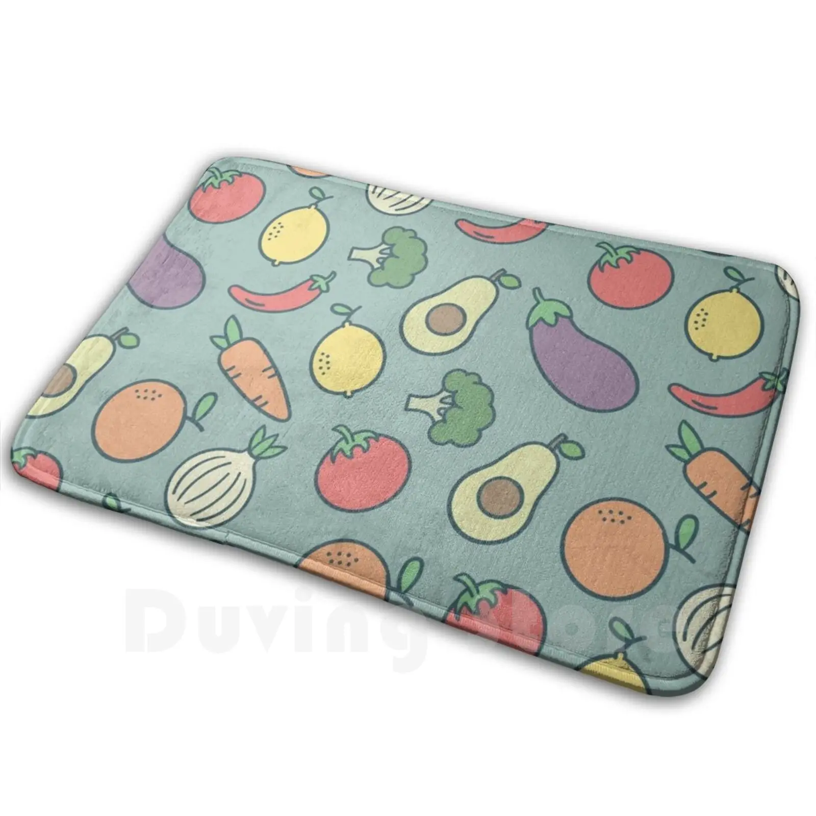 Pattern Fruits And Vegan Carpet Mat Rug Cushion Soft Non-Slip Pattern Fruits Vegan Veggie Food Foodie Health