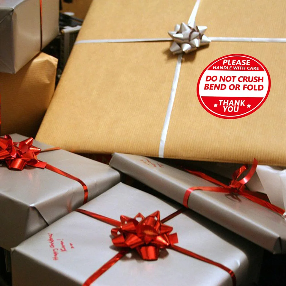 2 Inch Fragile Please Do Not Crush Bend or Fold Shipping Handling Warning Stickers Labels for Package 500 Pcs Per Roll