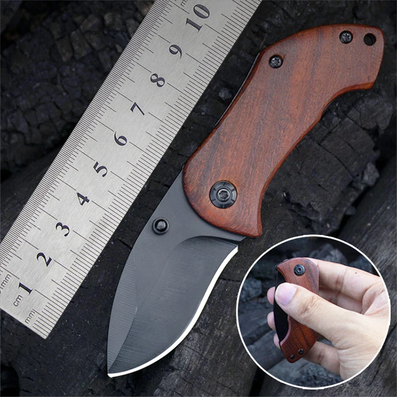 

Free shipping Folding Knife a sharp 440C Steel Small Pocket Knife mood handle Outdoors Survival Knife EDC Tool