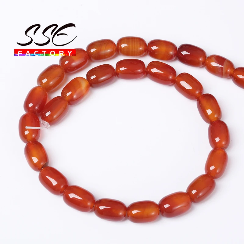 Natural Red Agates Drum Barrel Bead Natural Stone Beads Unique Design GEM Jewelry Accessory Rice Shape Agates 13X18mm